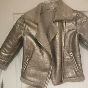Kids Gap motor bike jacket trim in sheep skin.